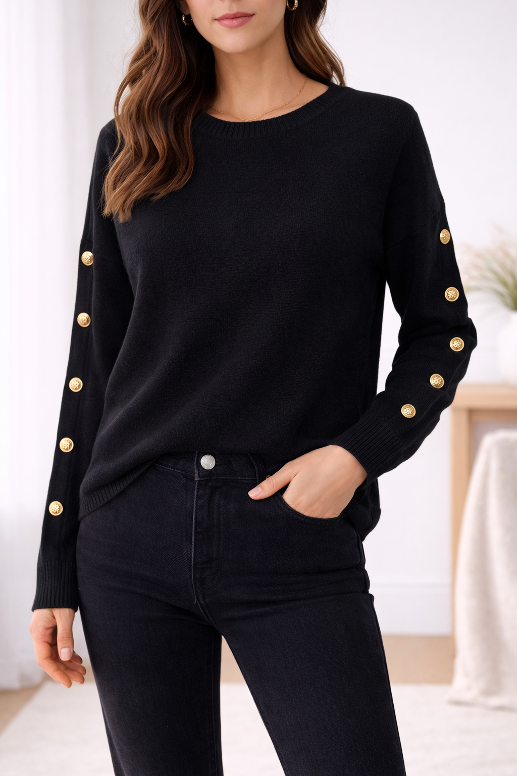 Pull fin à bouton - CHIARA