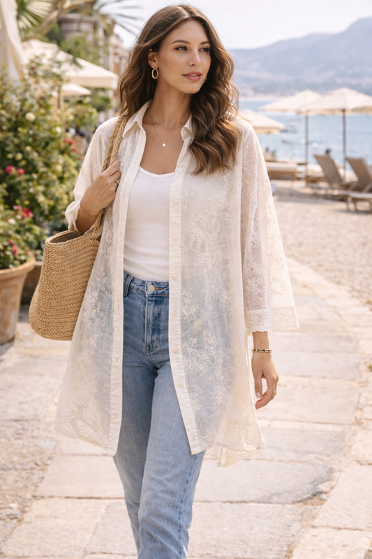 Robe Chemise Brodée – Esmeralda