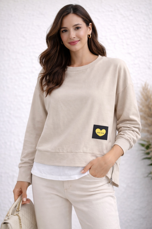 Sweat One Love – beige chic & confortable