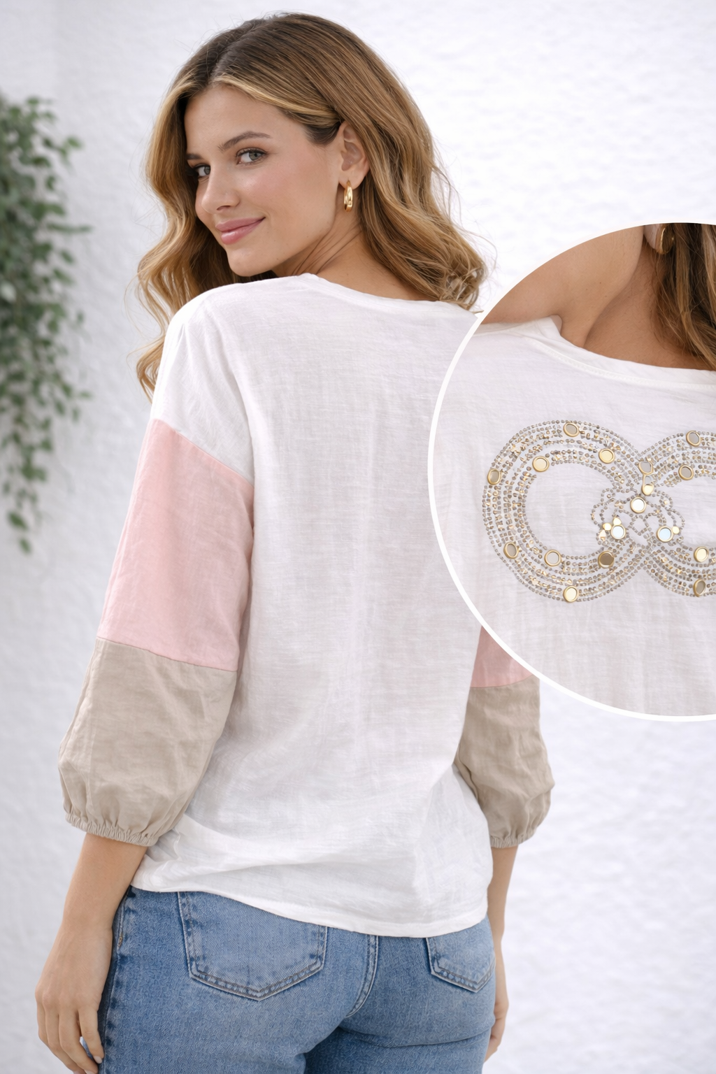 Blouse Infinity  – blanc & manches colorées